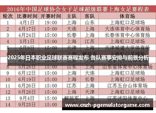 2025年日本职业足球联赛赛程发布 各队赛事安排与前景分析