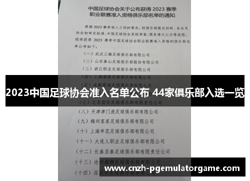 2023中国足球协会准入名单公布 44家俱乐部入选一览