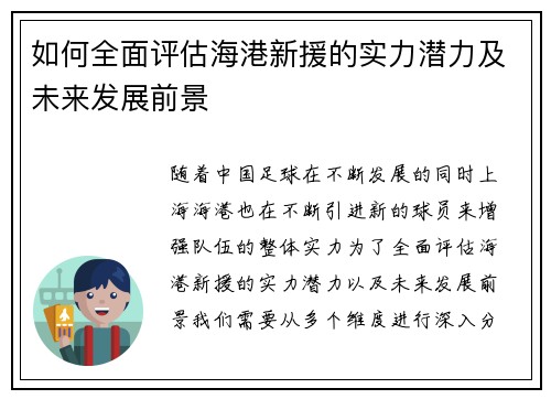 如何全面评估海港新援的实力潜力及未来发展前景